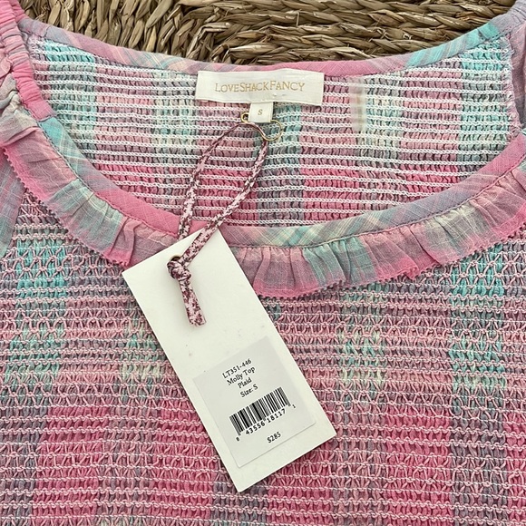 LoveShackFancy Molly smocked plaid top - Picture 3 of 4
